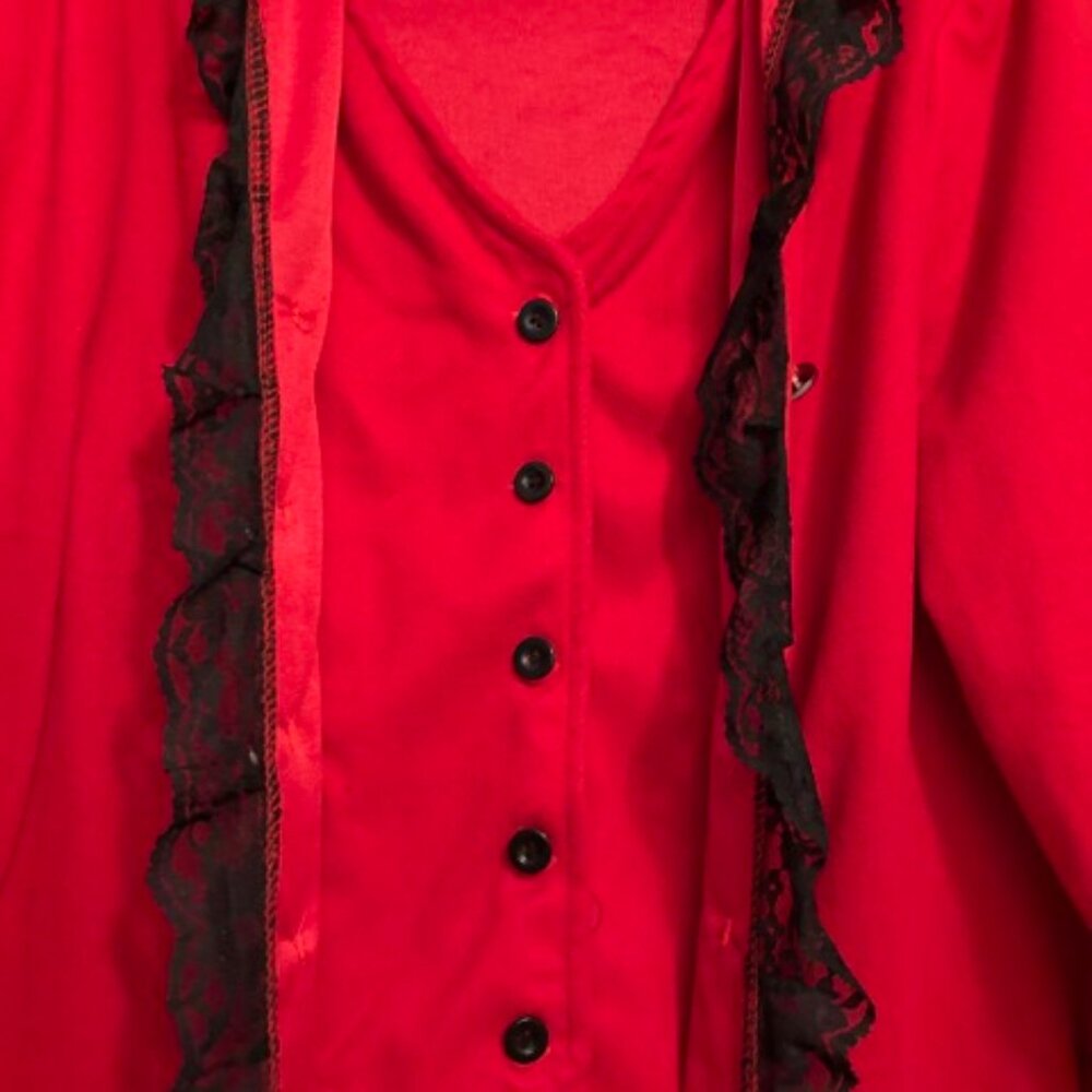Red and Black Pirate Cosplay Ren Faire Halloween Coat - M